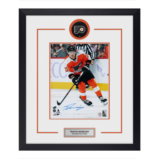 Travis Konecny Autographed Philadelphia Flyers Puck Logo 23x27 Frame product image 1, provided for visual reference and