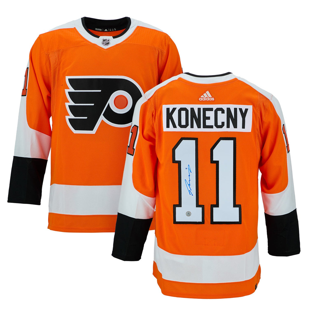Travis Konecny Autographed Philadelphia Flyers Orange adidas Jersey product image 3, provided for visual reference and