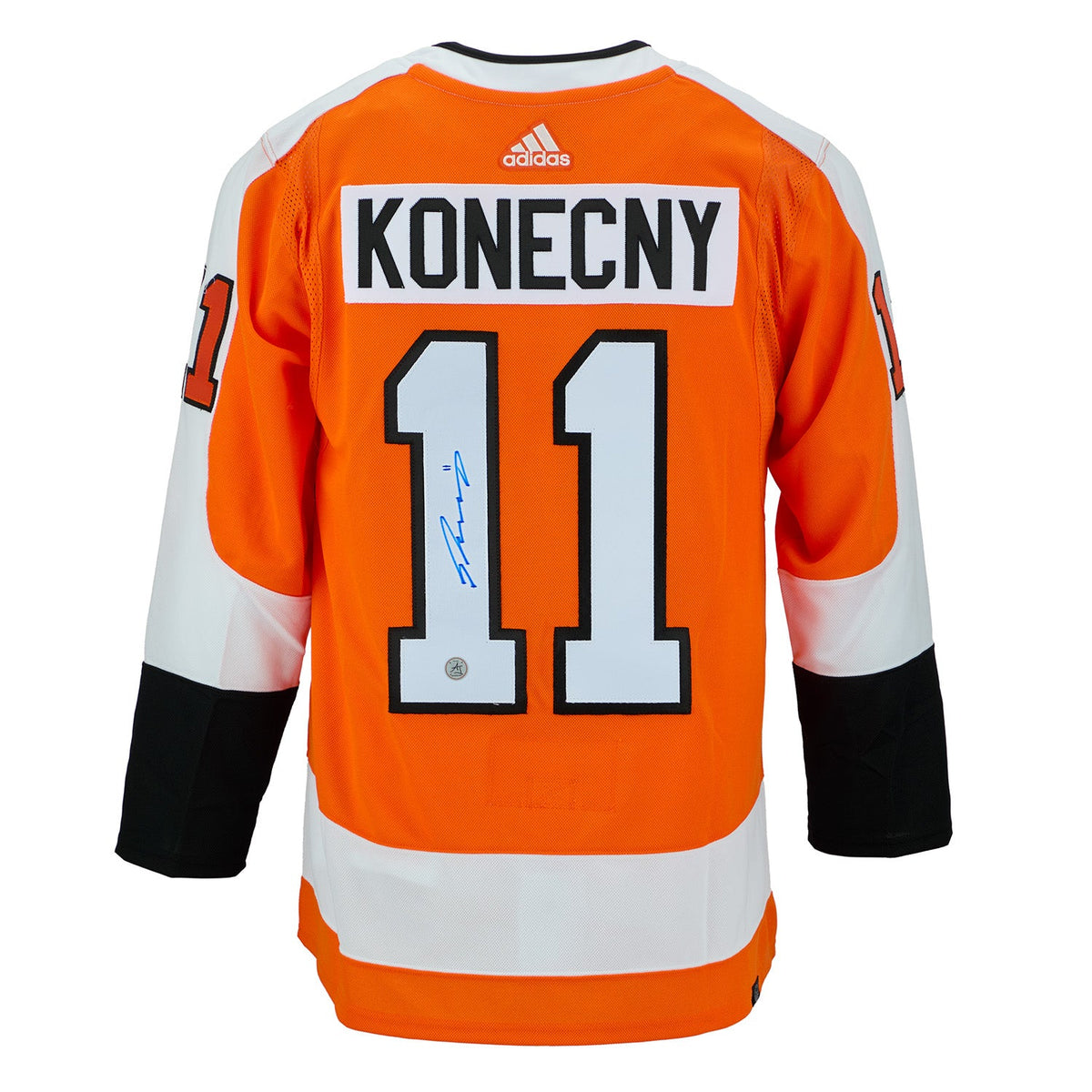 Travis Konecny Autographed Philadelphia Flyers Orange adidas Jersey product image 1, provided for visual reference and