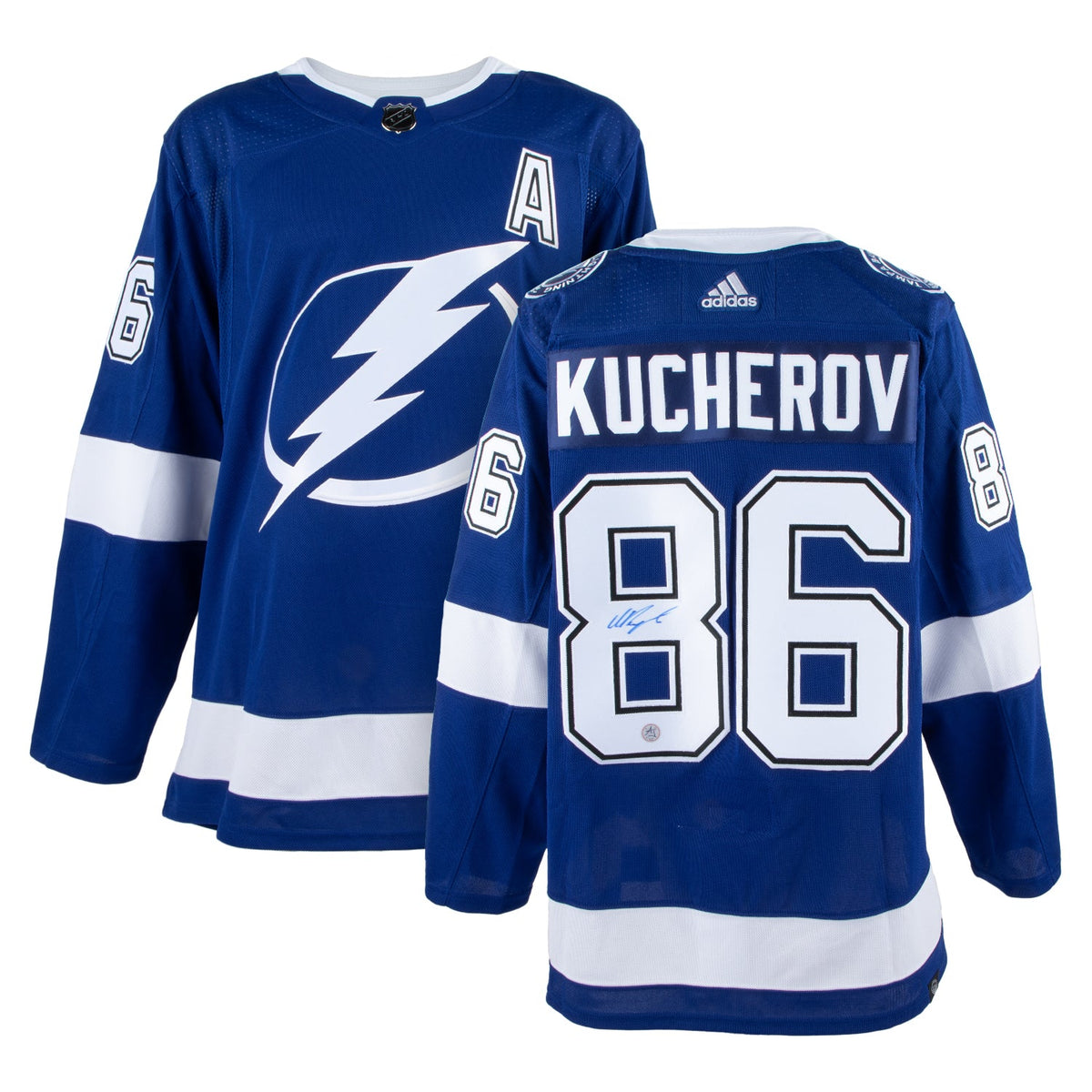 Nikita Kucherov Autographed Tampa Bay Lightning Blue adidas Jersey product image 3, provided for visual reference and