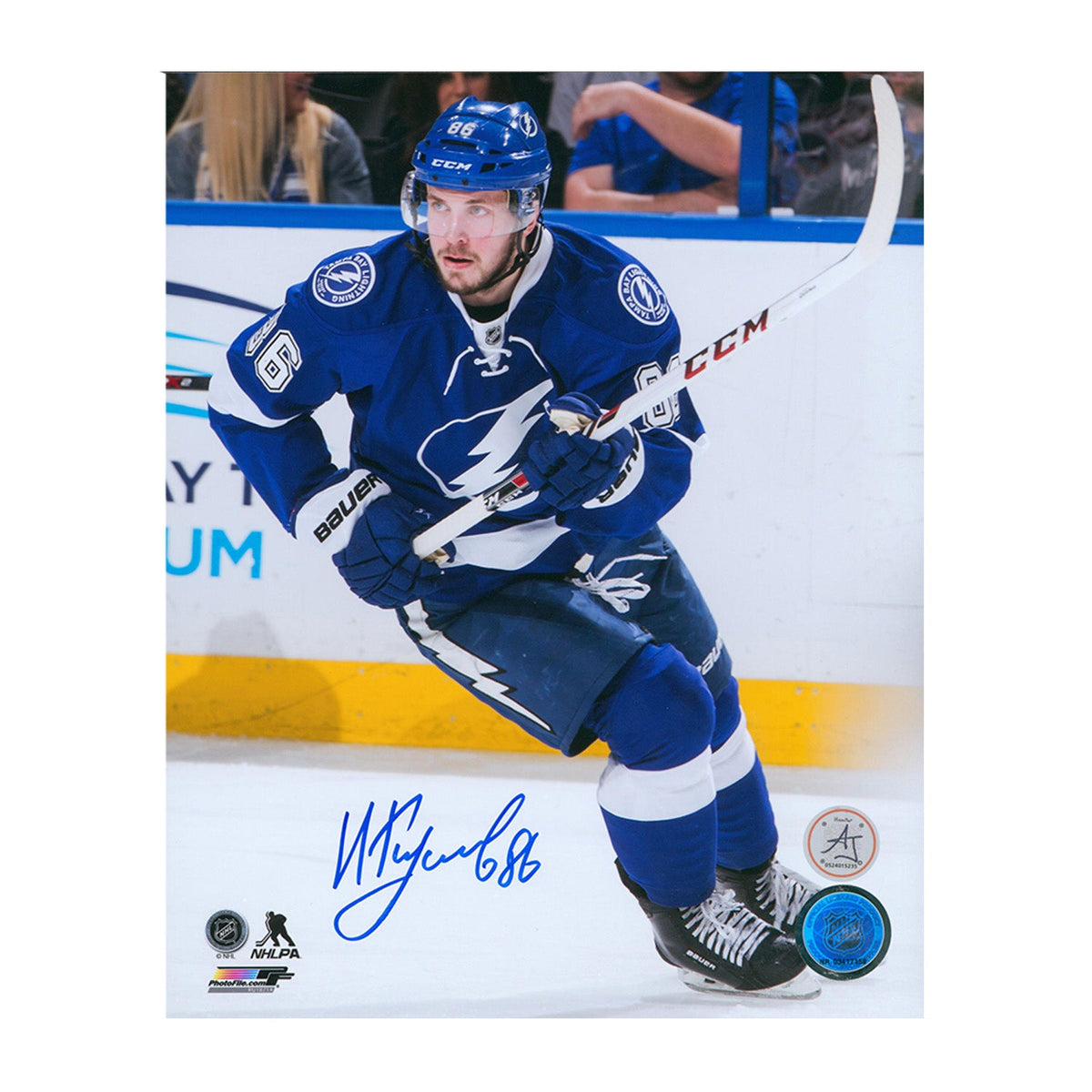Nikita Kucherov Signed Tampa Bay Lightning Hockey 8x10 Photo product image 1, provided for visual reference and product