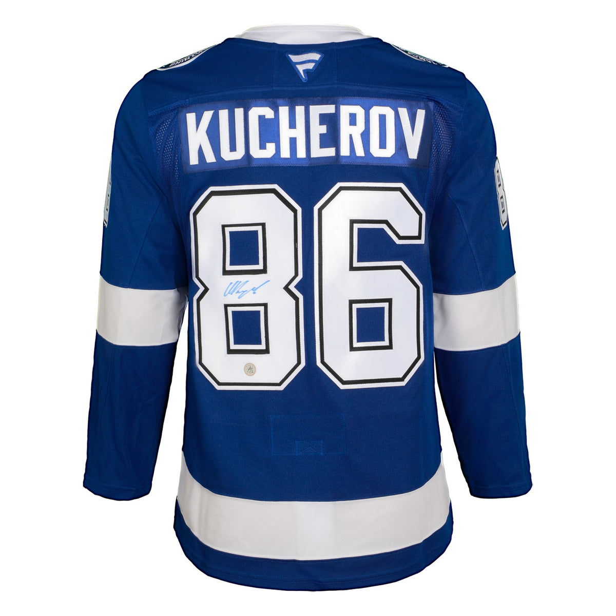 Nikita Kucherov Autographed Tampa Bay Lightning Fanatics Premium Jersey product image 1, provided for visual reference and