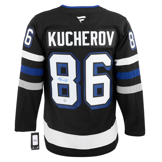 Nikita Kucherov Signed Tampa Bay Lightning Alt Black Fanatics Premium Jersey product image 1, provided for visual reference