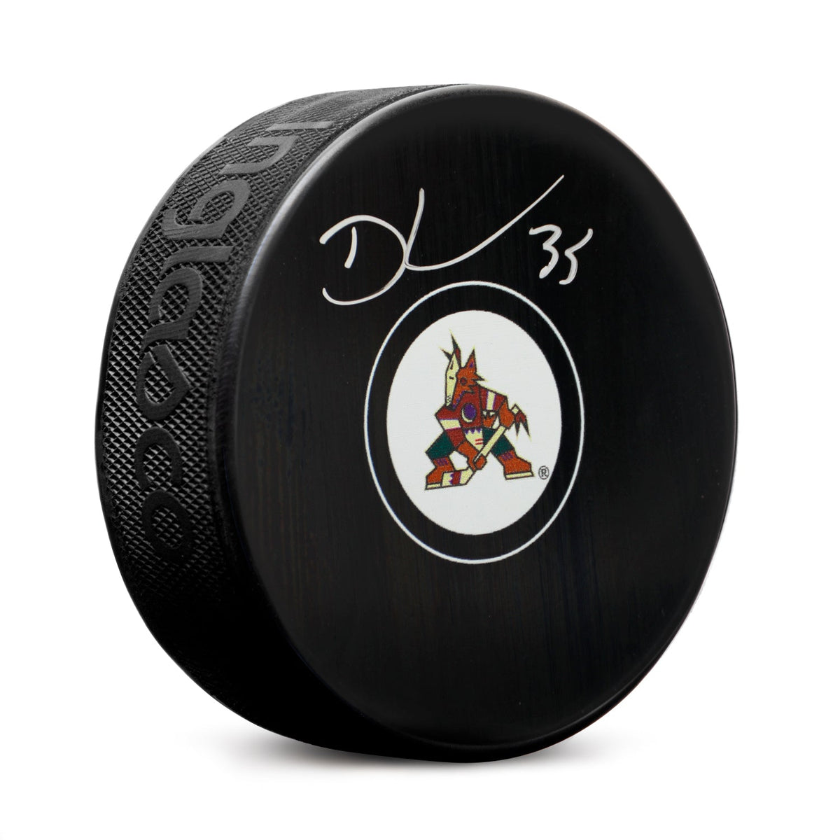 Darcy Kuemper Autographed Arizona Coyotes Hockey Puck product image 1, provided for visual reference and product detail