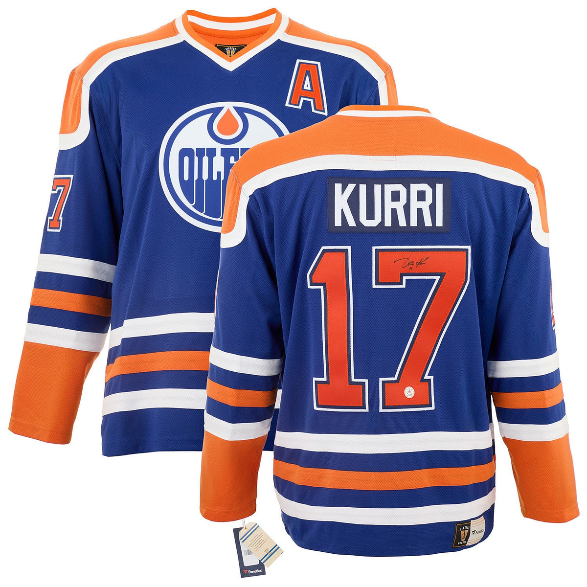 Jari Kurri Autographed Edmonton Oilers Fanatics Throwback Jersey product image 3, provided for visual reference and product