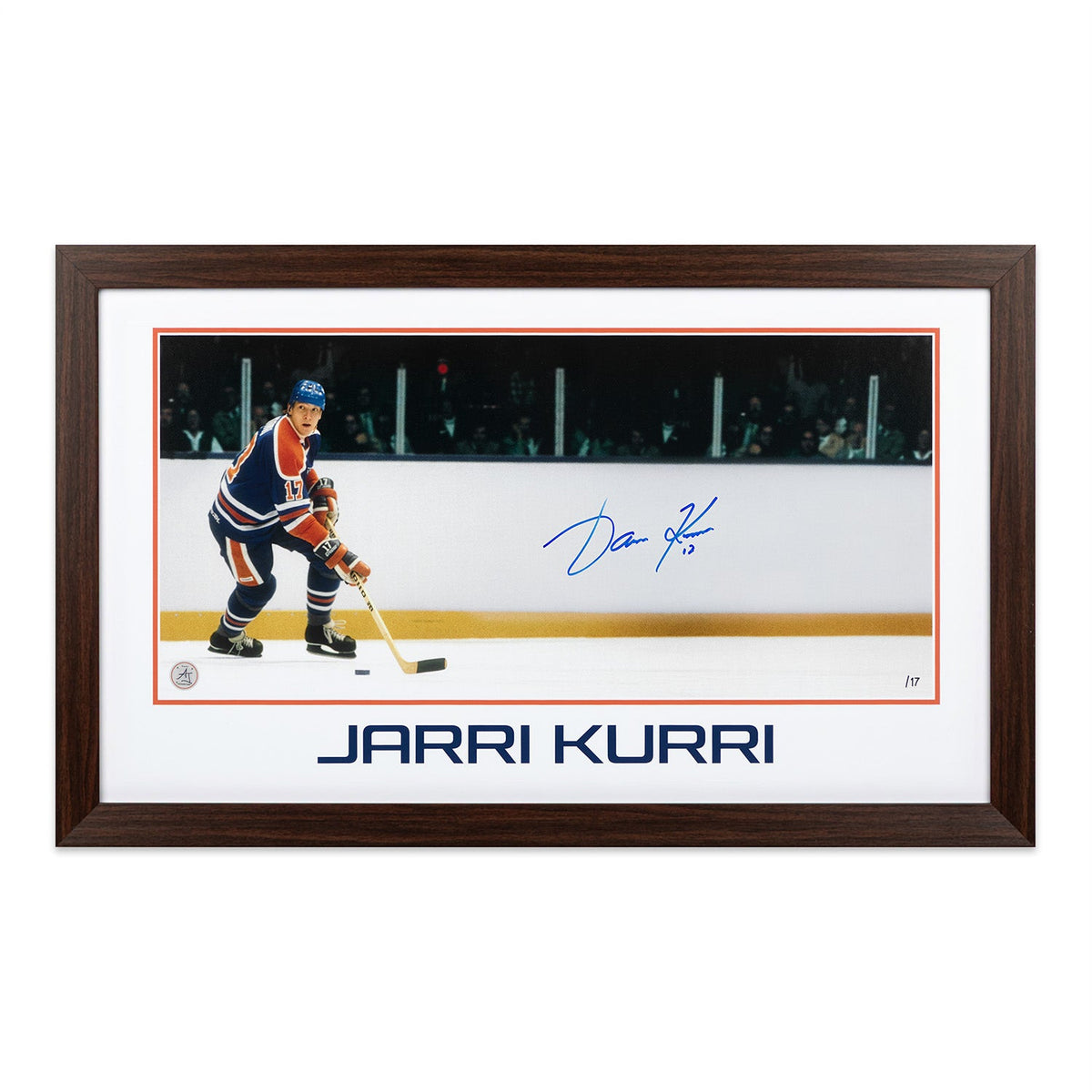 Jari Kurri Edmonton Oilers Prominent Signature 16x26 Frame #/17 product image 1, provided for visual reference and product