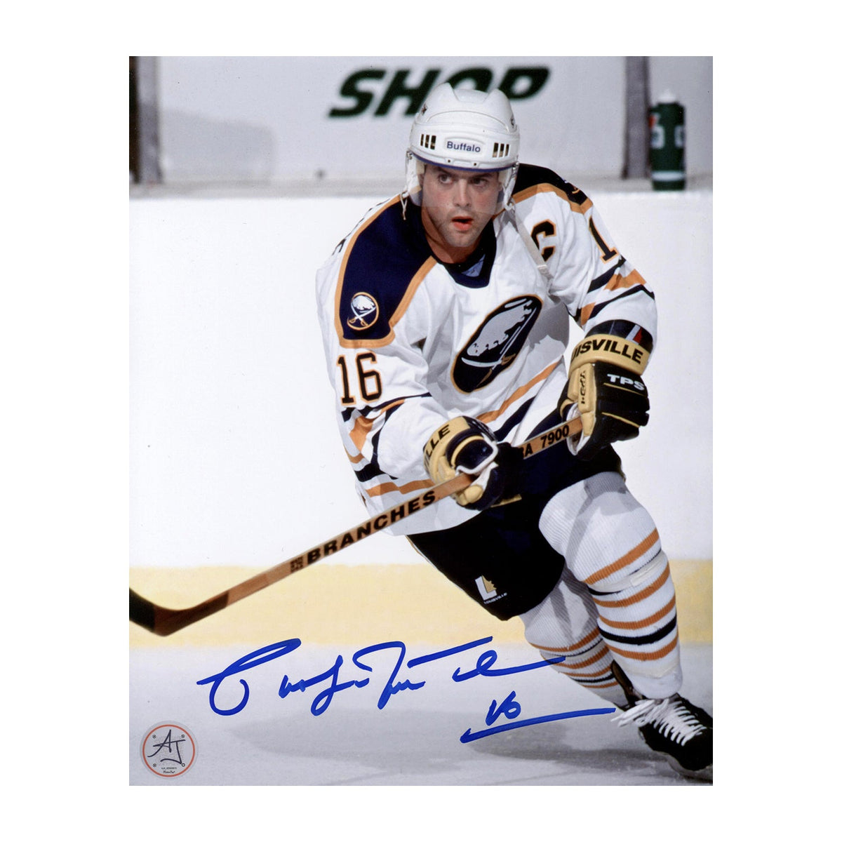 Pat LaFontaine Signed Buffalo Sabres Captain 8x10 Photo product image 1, provided for visual reference and product detail