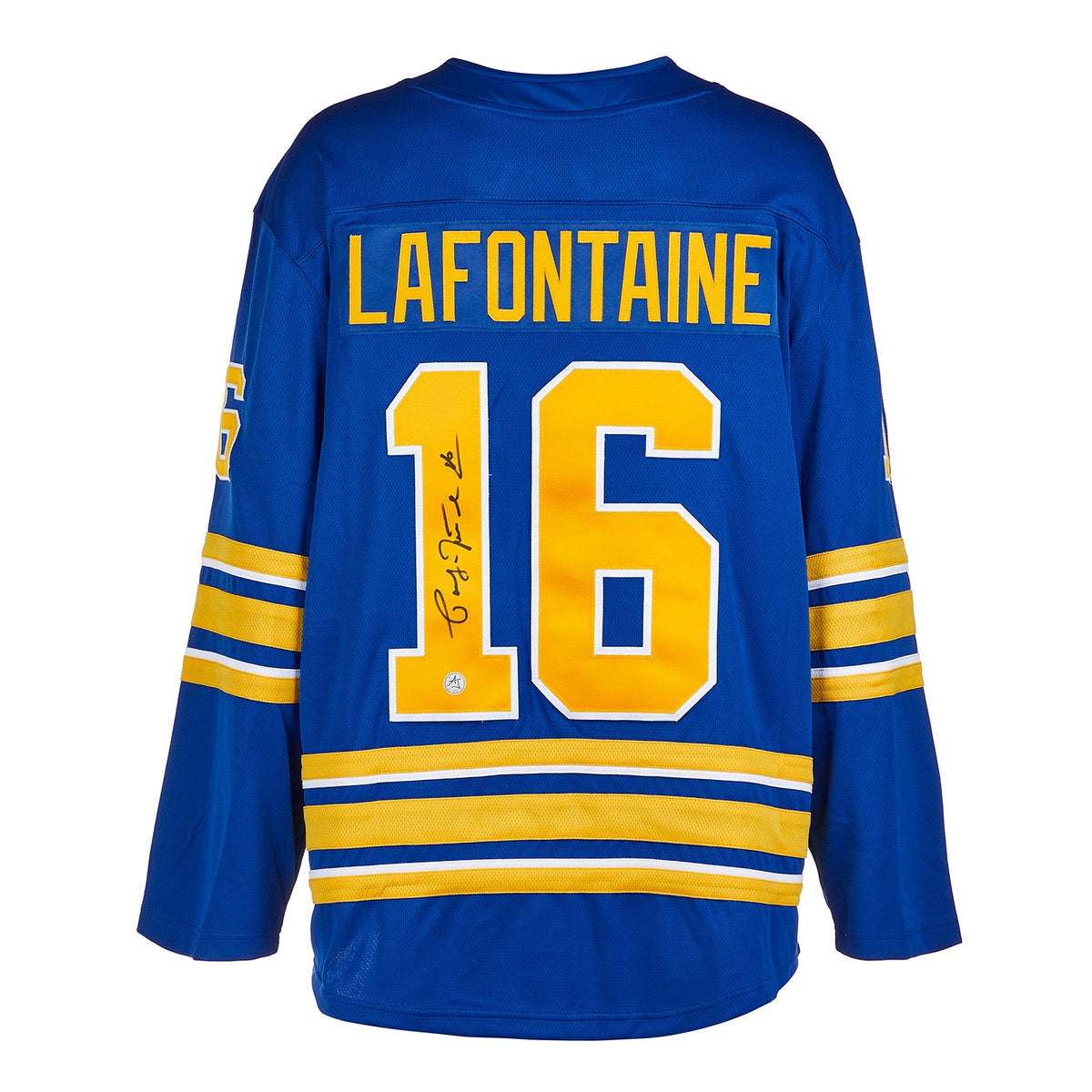 Pat LaFontaine Autographed Buffalo Sabres Fanatics Breakaway Jersey product image 1, provided for visual reference and