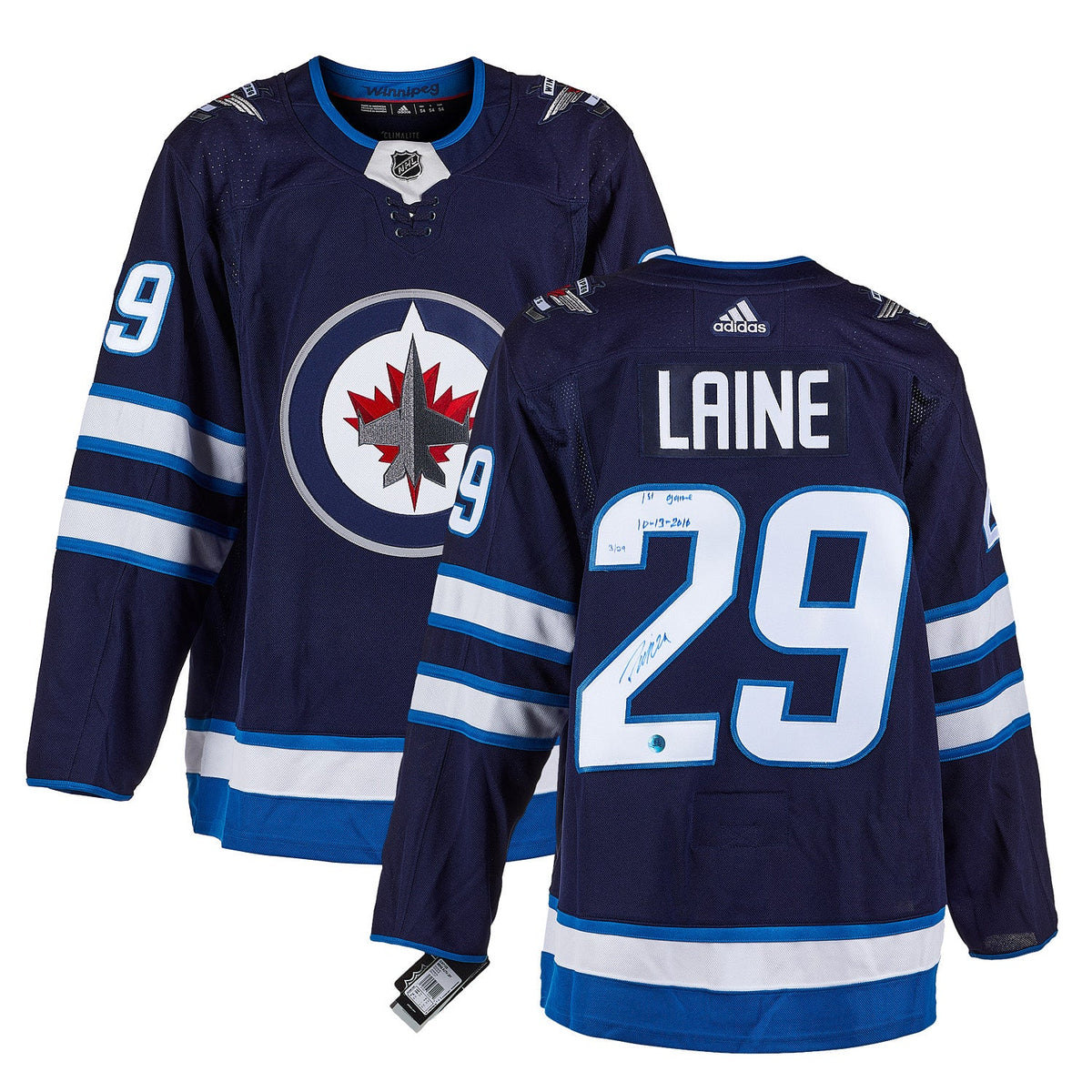 Patrik Laine Winnipeg Jets Signed & Dated 1st Game adidas Jersey #/29 product image 3, provided for visual reference and