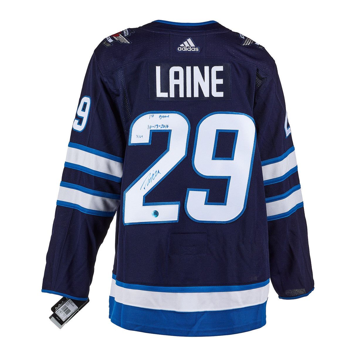 Patrik Laine Winnipeg Jets Signed & Dated 1st Game adidas Jersey #/29 product image 1, provided for visual reference and
