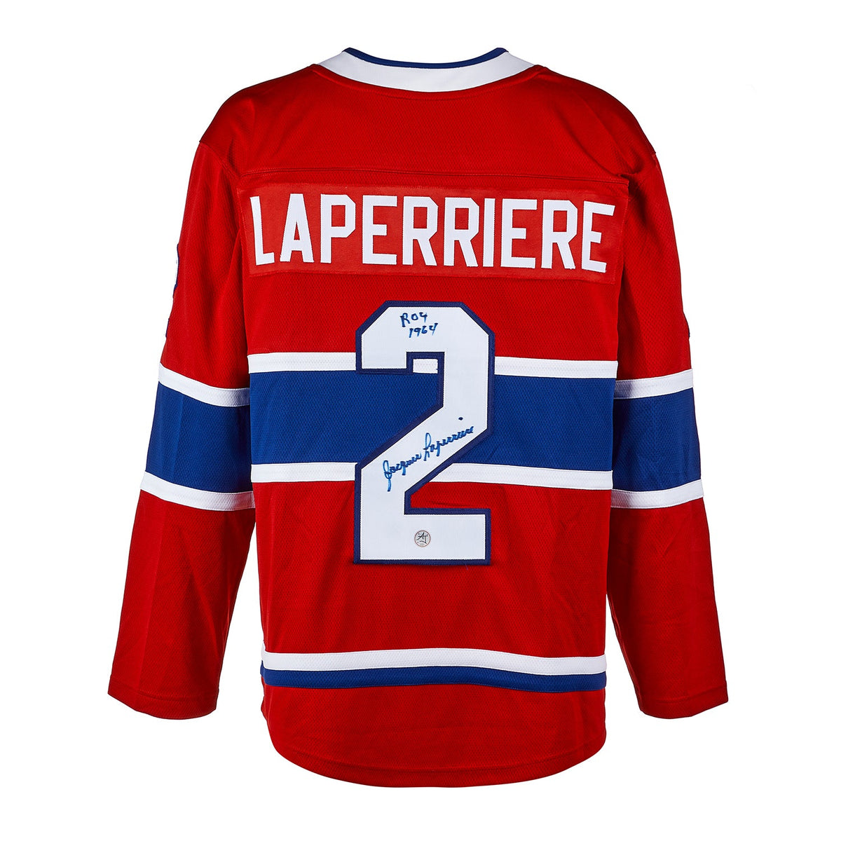 Jacques Laperriere Signed Montreal Canadiens Fanatics Jersey with ROY Note product image 1, provided for visual reference