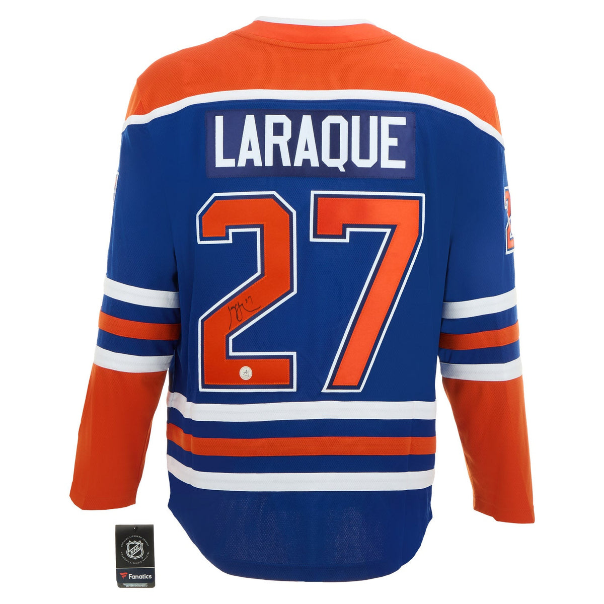 George Laraque Autographed Edmonton Oilers Fanatics Breakaway Jersey product image 1, provided for visual reference and