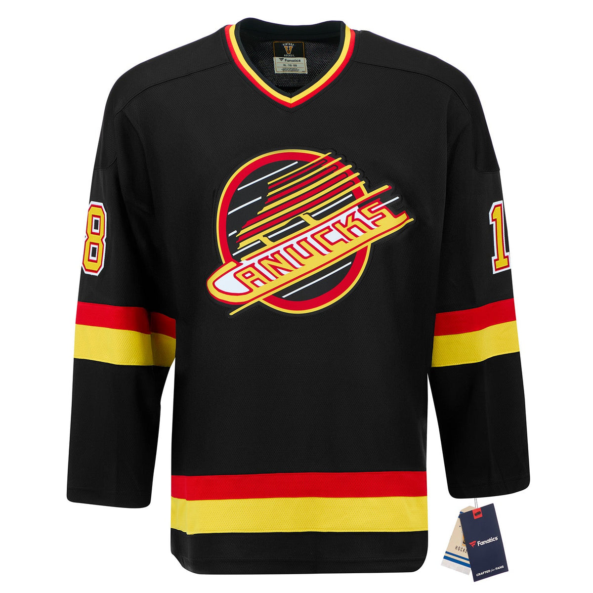 Igor Larionov Signed Vancouver Canucks Black Fanatics Throwback Jersey product image 2, provided for visual reference and