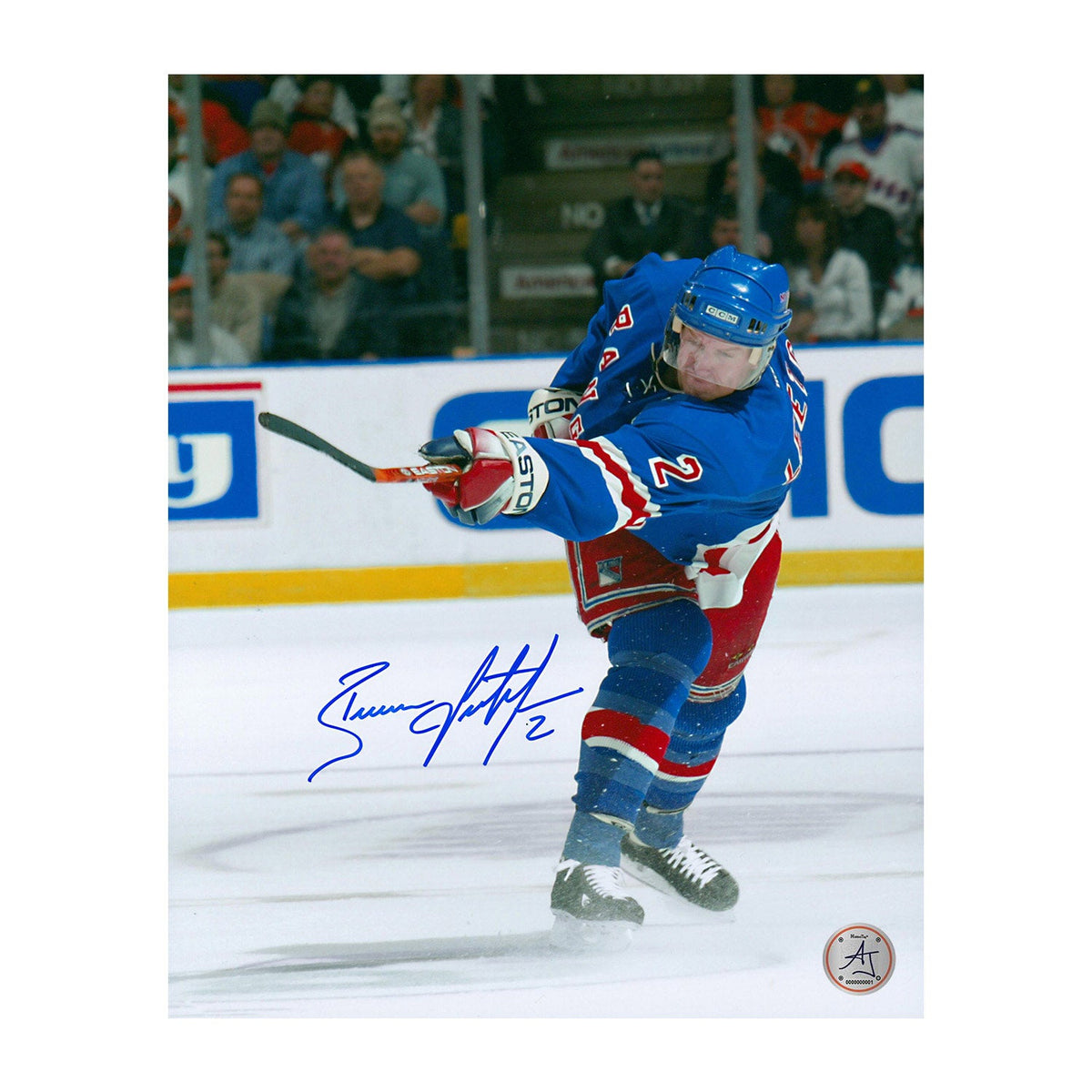 Brian Leetch Autographed New York Rangers Shooting 8x10 Photo product image 1, provided for visual reference and product