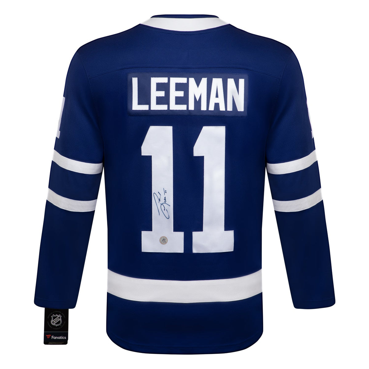 Gary Leeman Autographed Toronto Maple Leafs Blue Fanatics Breakaway Jersey product image 1, provided for visual reference