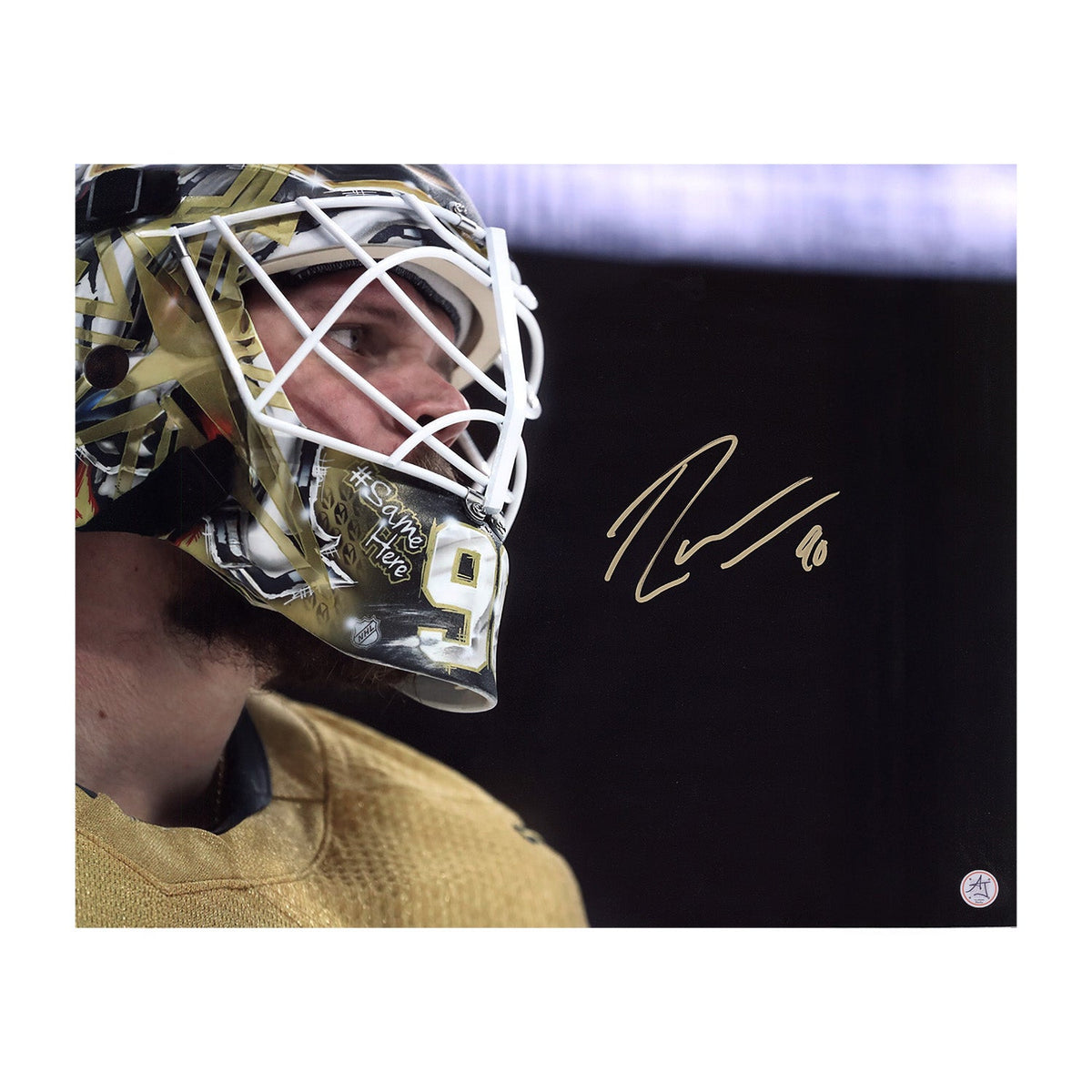 Robin Lehner Autographed Vegas Golden Knights Goalie Mask Profile 16x20 Photo product image 1, provided for visual reference