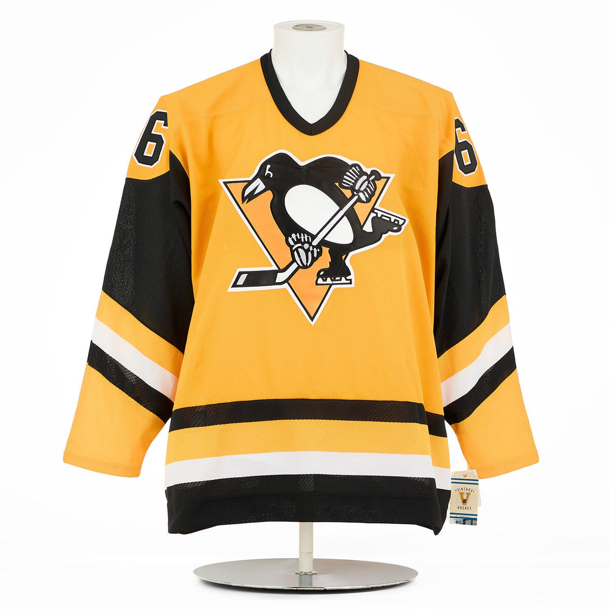 Mario Lemieux Signed Pittsburgh Penguins Yellow Rookie Vintage CCM Jersey product image 2, provided for visual reference and