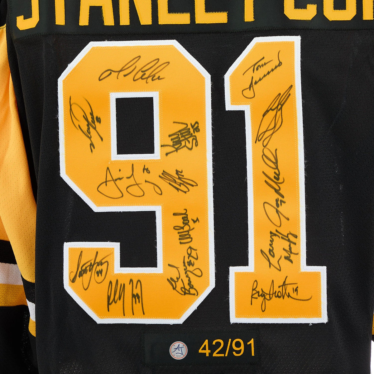 Pittsburgh Penguins Team Signed 1991 Stanley Cup adidas Jersey #42/91 product image 3, provided for visual reference and