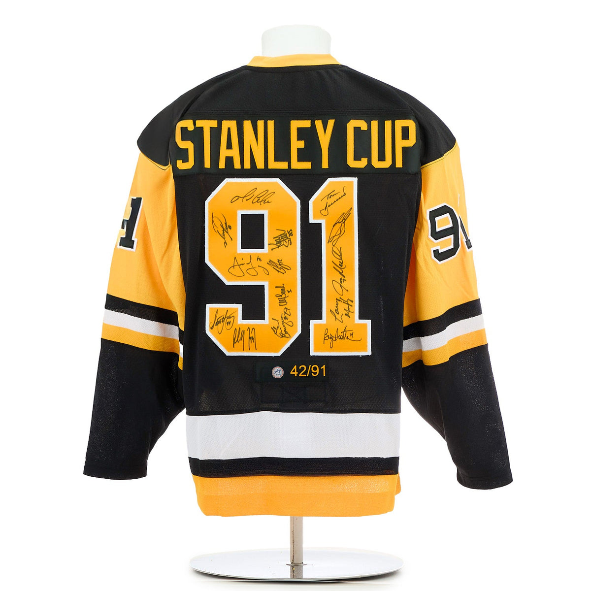 Pittsburgh Penguins Team Signed 1991 Stanley Cup adidas Jersey #42/91 product image 1, provided for visual reference and