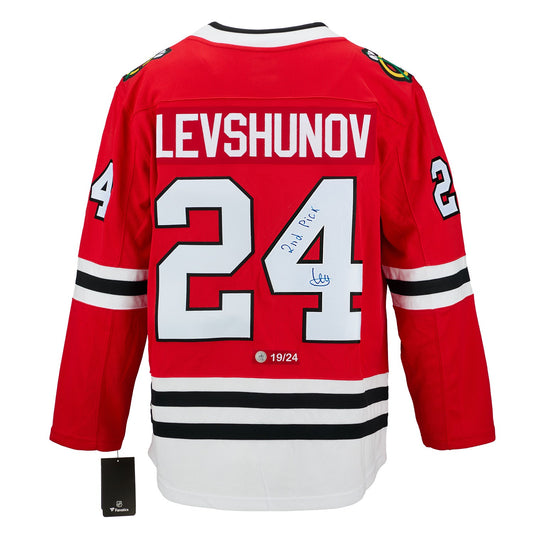 Artyom Levshunov Signed Chicago Draft Day Fanatics Breakaway Jersey #/24 product image 1, provided for visual reference and