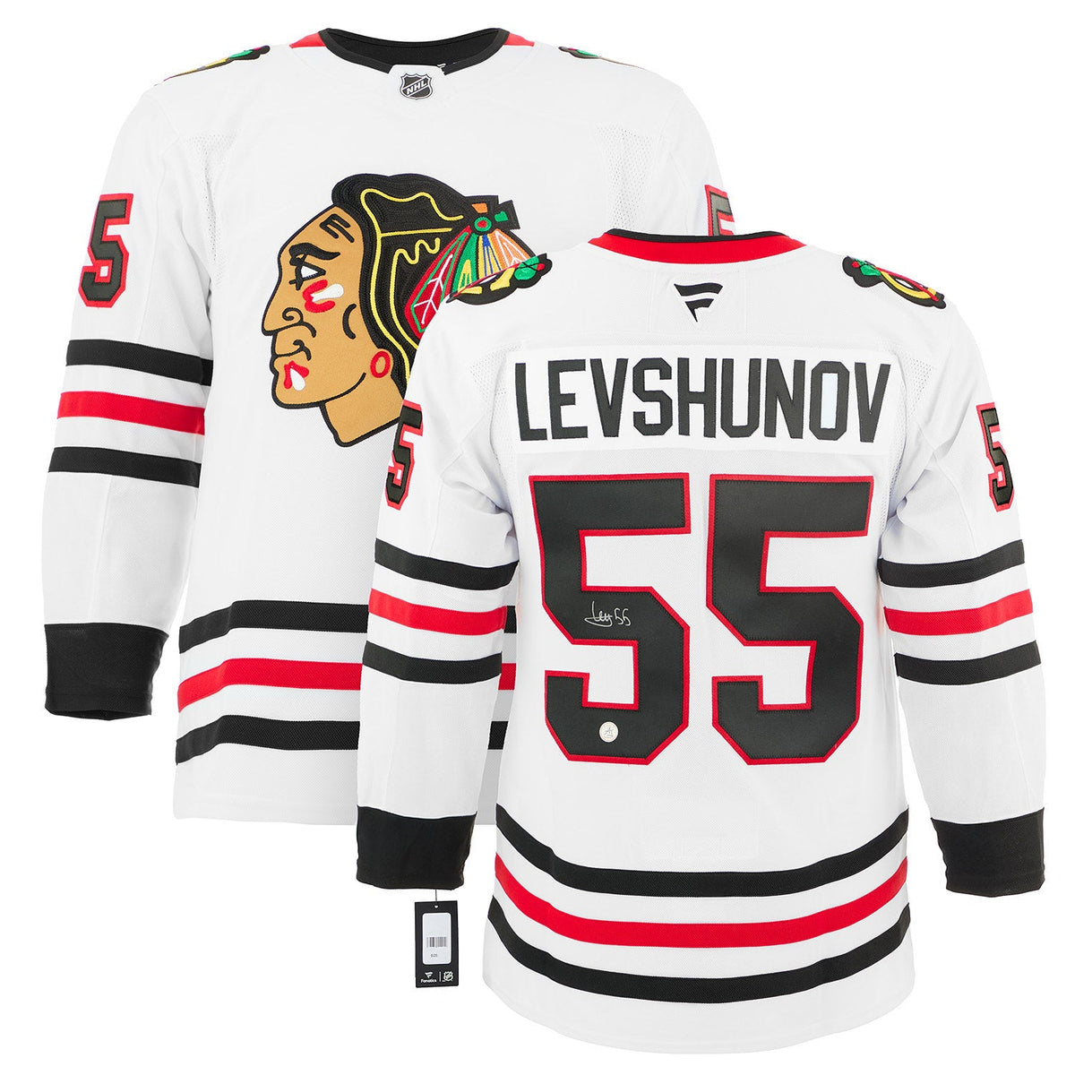Artyom Levshunov Signed Chicago Blackhawks White Fanatics Premium Jersey product image 3, provided for visual reference and