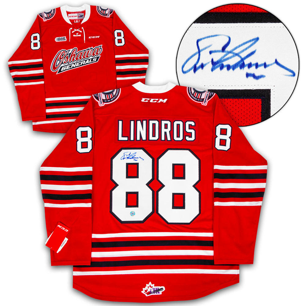 Eric Lindros Oshawa Generals Autographed CHL CCM Jersey product image 1, provided for visual reference and product detail