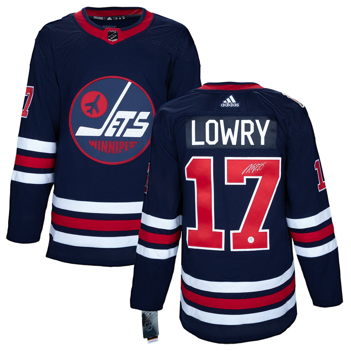 Adam Lowry Signed Winnipeg Jets Heritage Classic adidas Jersey product image 3, provided for visual reference and product