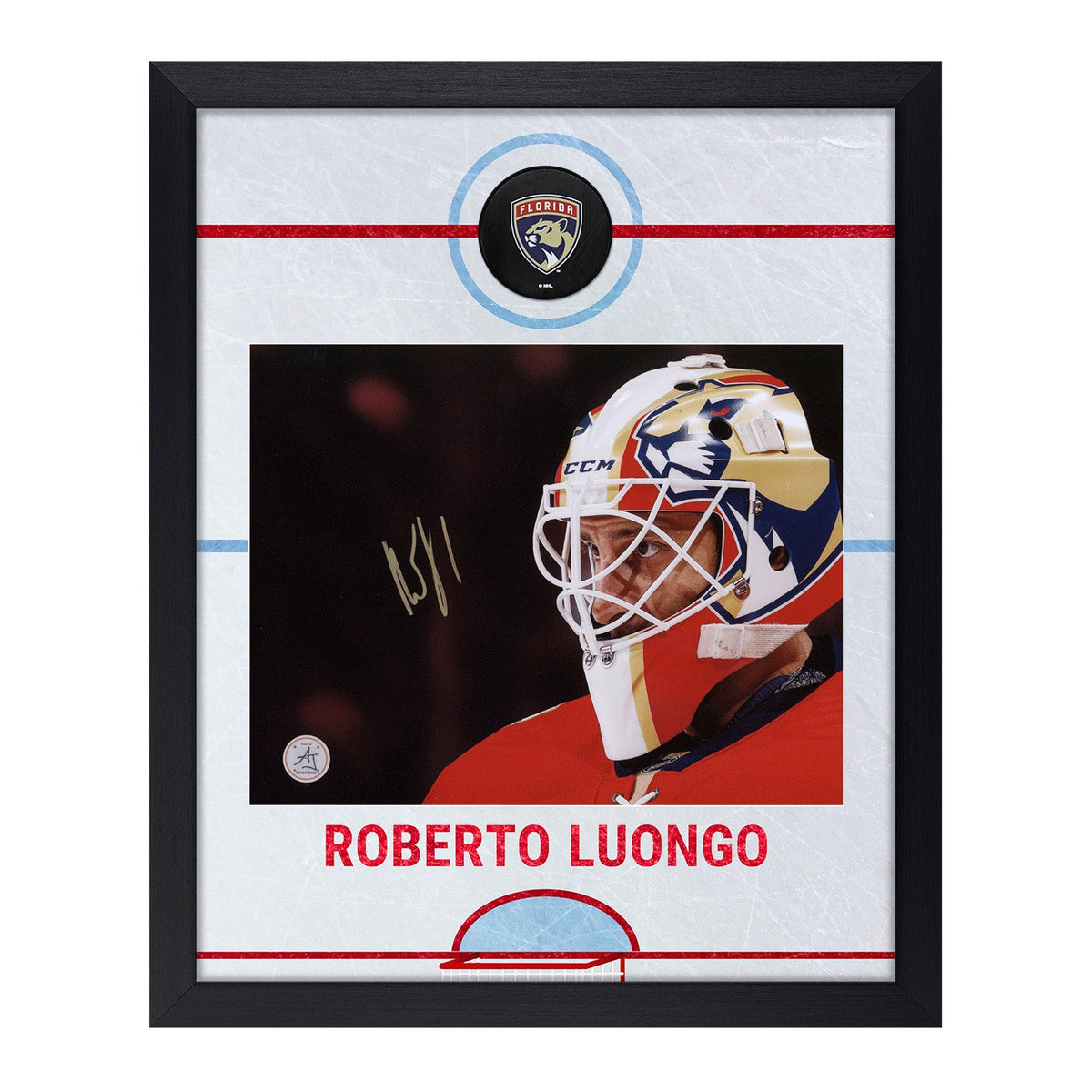 Roberto Luongo Autographed Florida Panthers Graphic Rink 18x22 Frame product image 1, provided for visual reference and