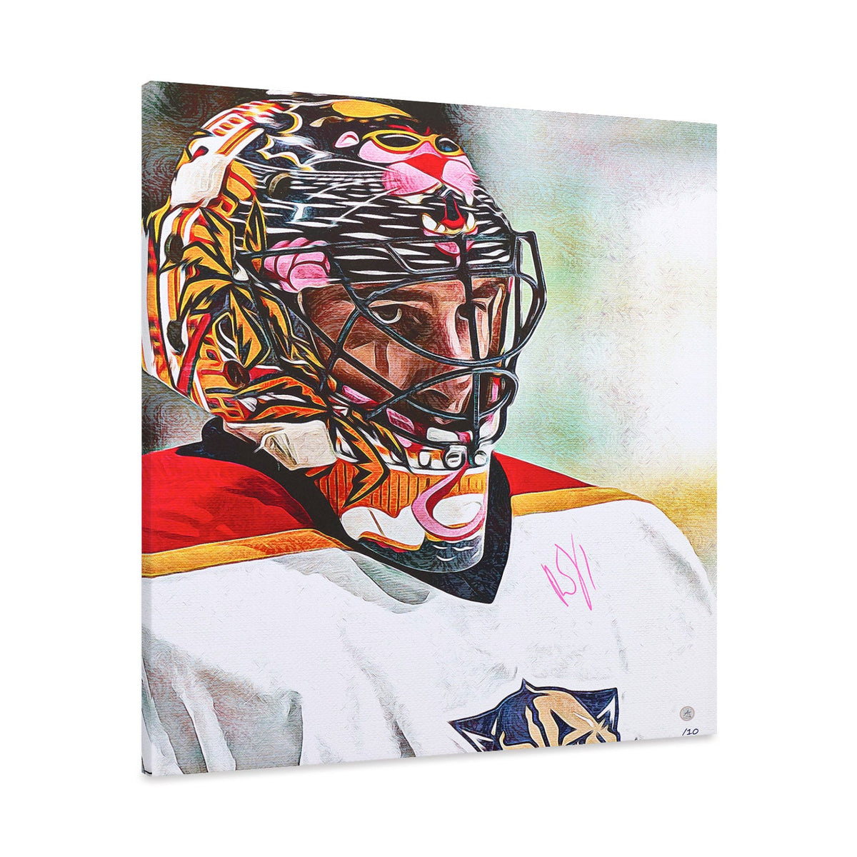 Roberto Luongo Signed Florida Hockey Goalie Mask Profile 26x32 Art Canvas #/10 product image 1, provided for visual