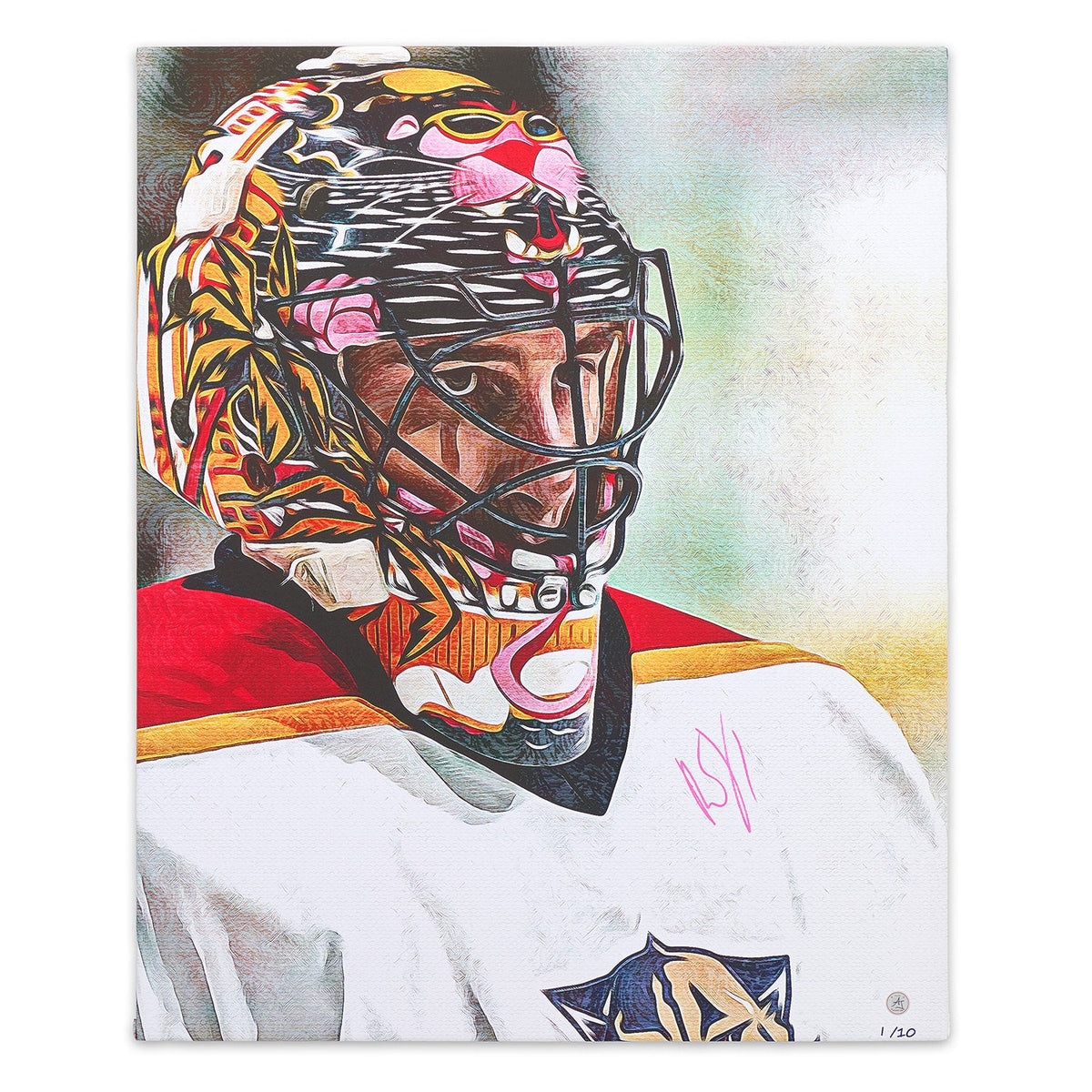Roberto Luongo Signed Florida Hockey Goalie Mask 26x32 Art Canvas #1/10 product image 1, provided for visual reference and