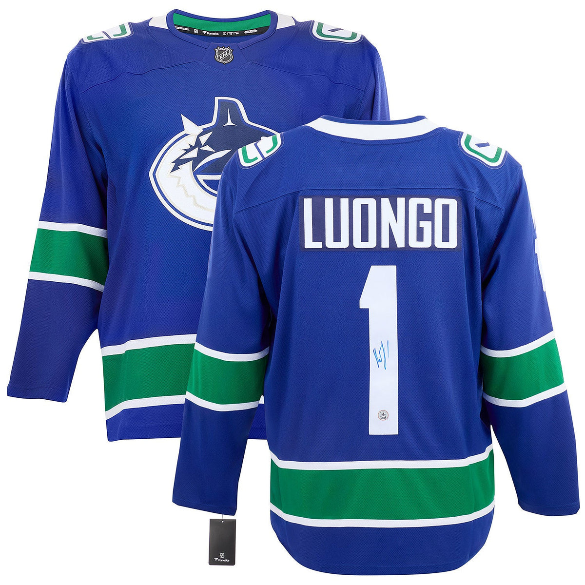Roberto Luongo Autographed Vancouver Canucks Fanatics Breakaway Jersey product image 3, provided for visual reference and