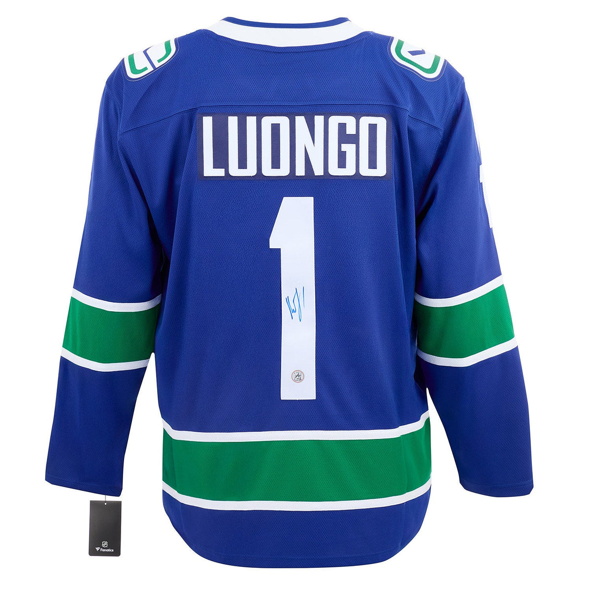 Roberto Luongo Autographed Vancouver Canucks Fanatics Breakaway Jersey product image 1, provided for visual reference and