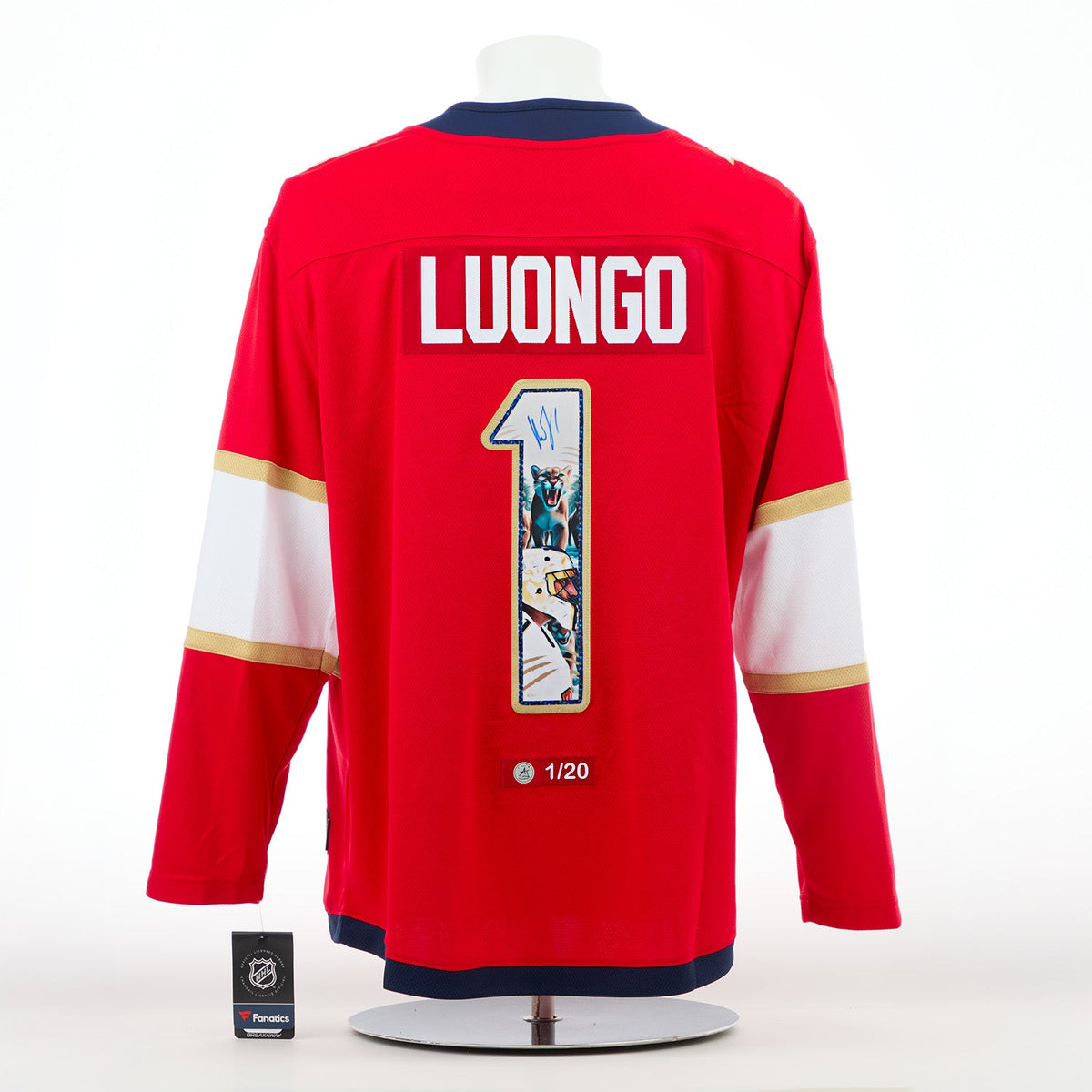 Roberto Luongo Autographed Florida Panthers Goalie Mask Art Jersey #1/20 product image 1, provided for visual reference and