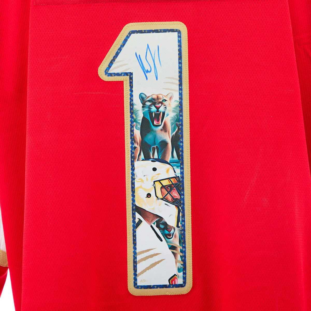 Roberto Luongo Autographed Florida Panthers Goalie Mask Art Jersey #1/20 product image 3, provided for visual reference and