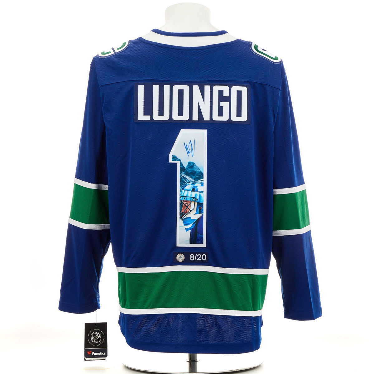 Roberto Luongo Signed Vancouver Canucks Winter Mountain Art Jersey #8/20 product image 1, provided for visual reference and