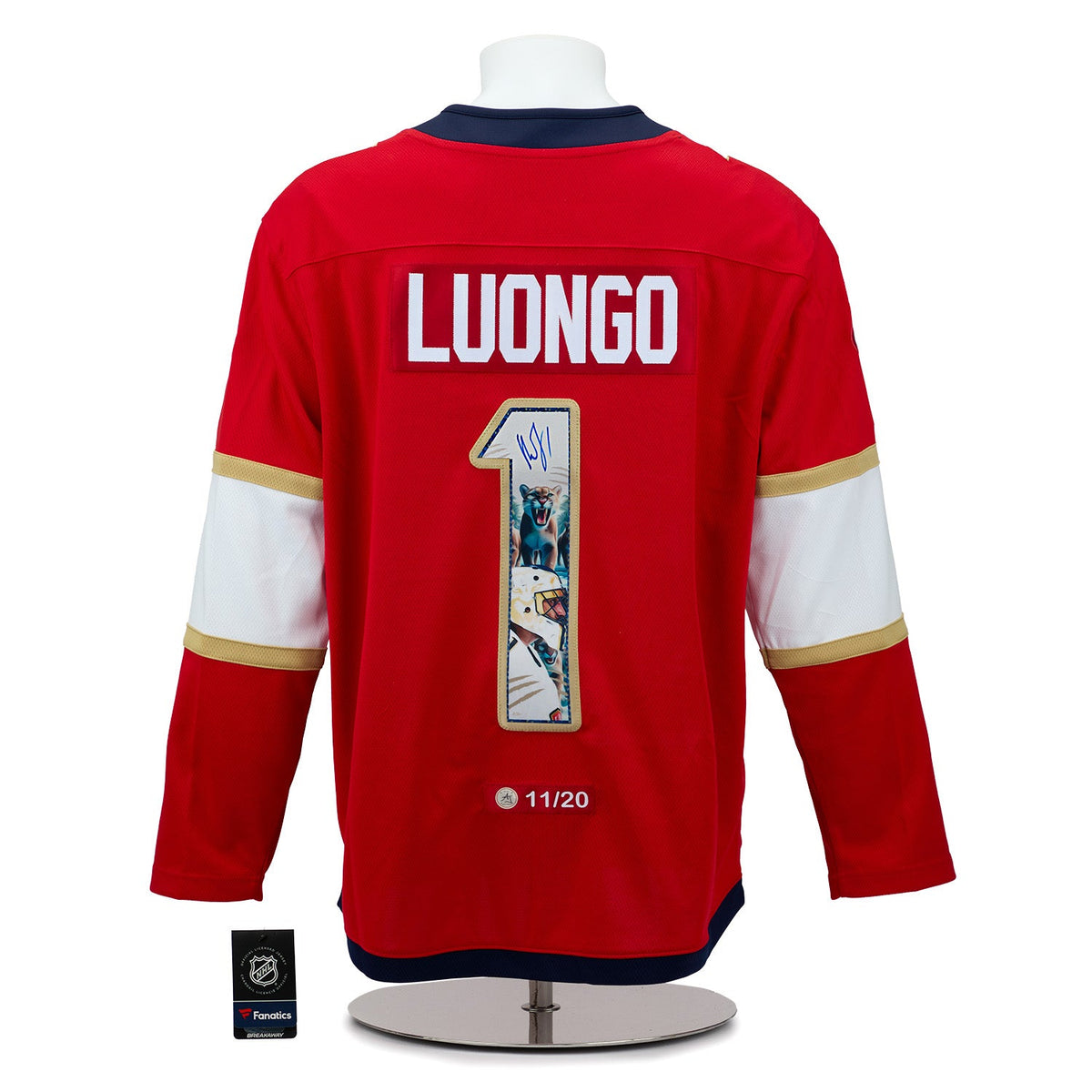 Roberto Luongo Autographed Florida Panthers Cat Mask Art Jersey #11/20 product image 1, provided for visual reference and