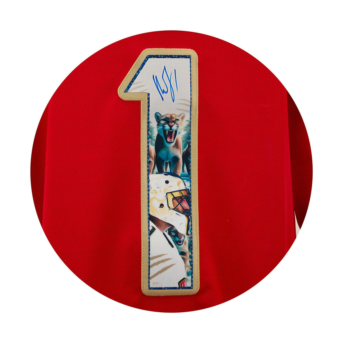 Roberto Luongo Autographed Florida Panthers Cat Mask Art Jersey #11/20 product image 3, provided for visual reference and