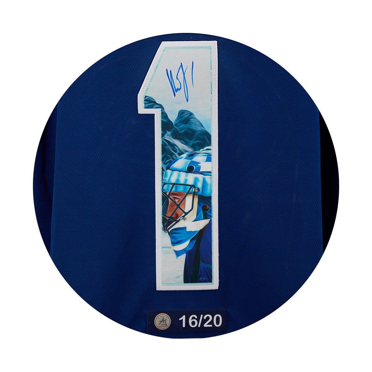 Roberto Luongo Signed Vancouver Canucks Winter Mountain Art Jersey #16/20 product image 3, provided for visual reference and