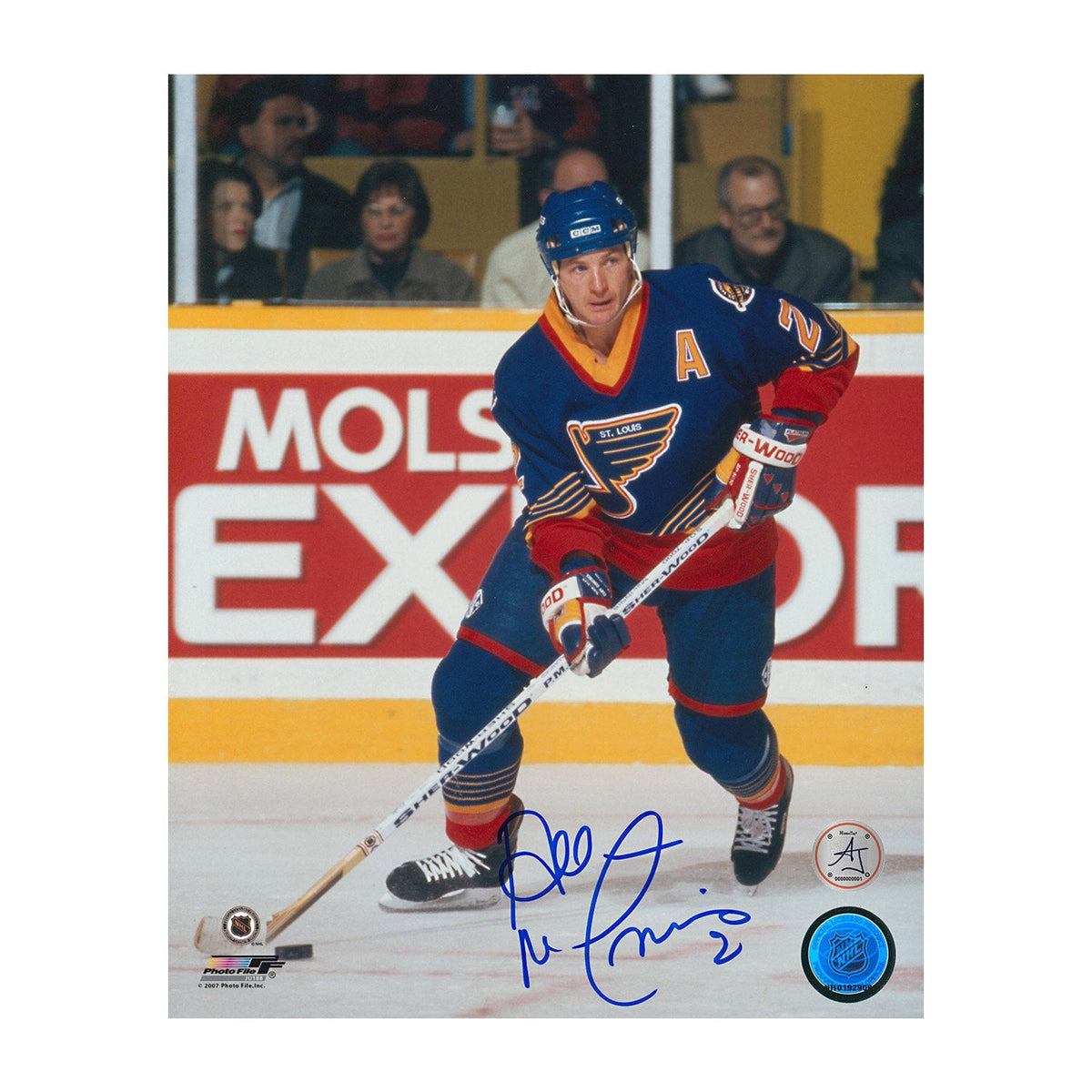 Al MacInnis Autographed St Louis Blues Hockey 8x10 Photo product image 1, provided for visual reference and product detail