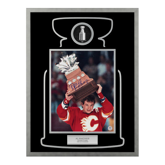 Al MacInnis Autographed Calgary Flames Cup Champion 23x27 Frame product image 1, provided for visual reference and product