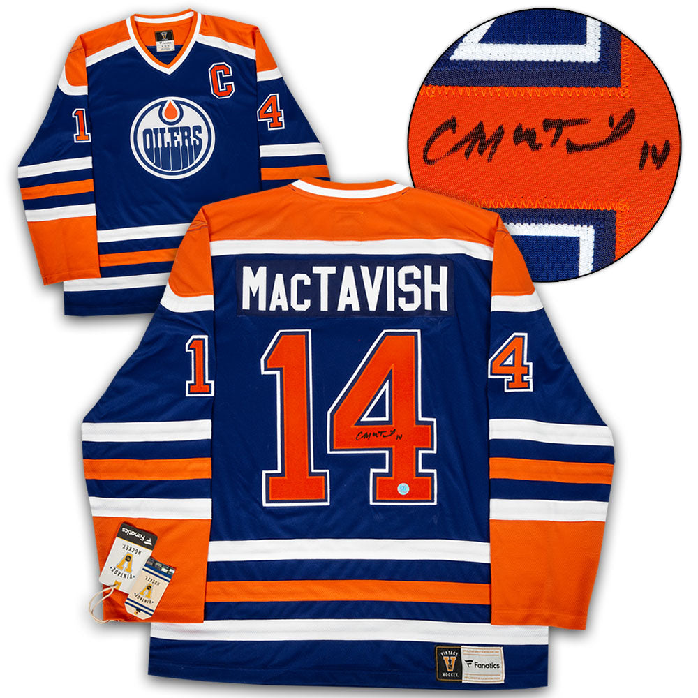Craig MacTavish Autographed Edmonton Oilers Fanatics Throwback Jersey product image 1, provided for visual reference and