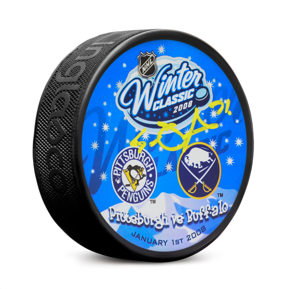 Evgeni Malkin Signed Pittsburgh Penguins 2008 Winter Classic Souvenir Puck product image 1, provided for visual reference