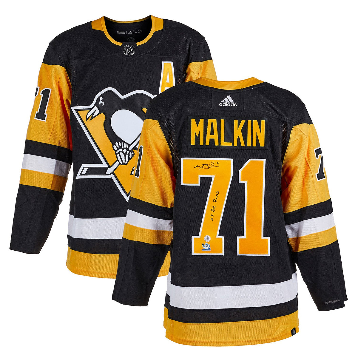 Evgeni Malkin Signed Pittsburgh Penguins adidas Jersey with Art Ross Note product image 3, provided for visual reference and