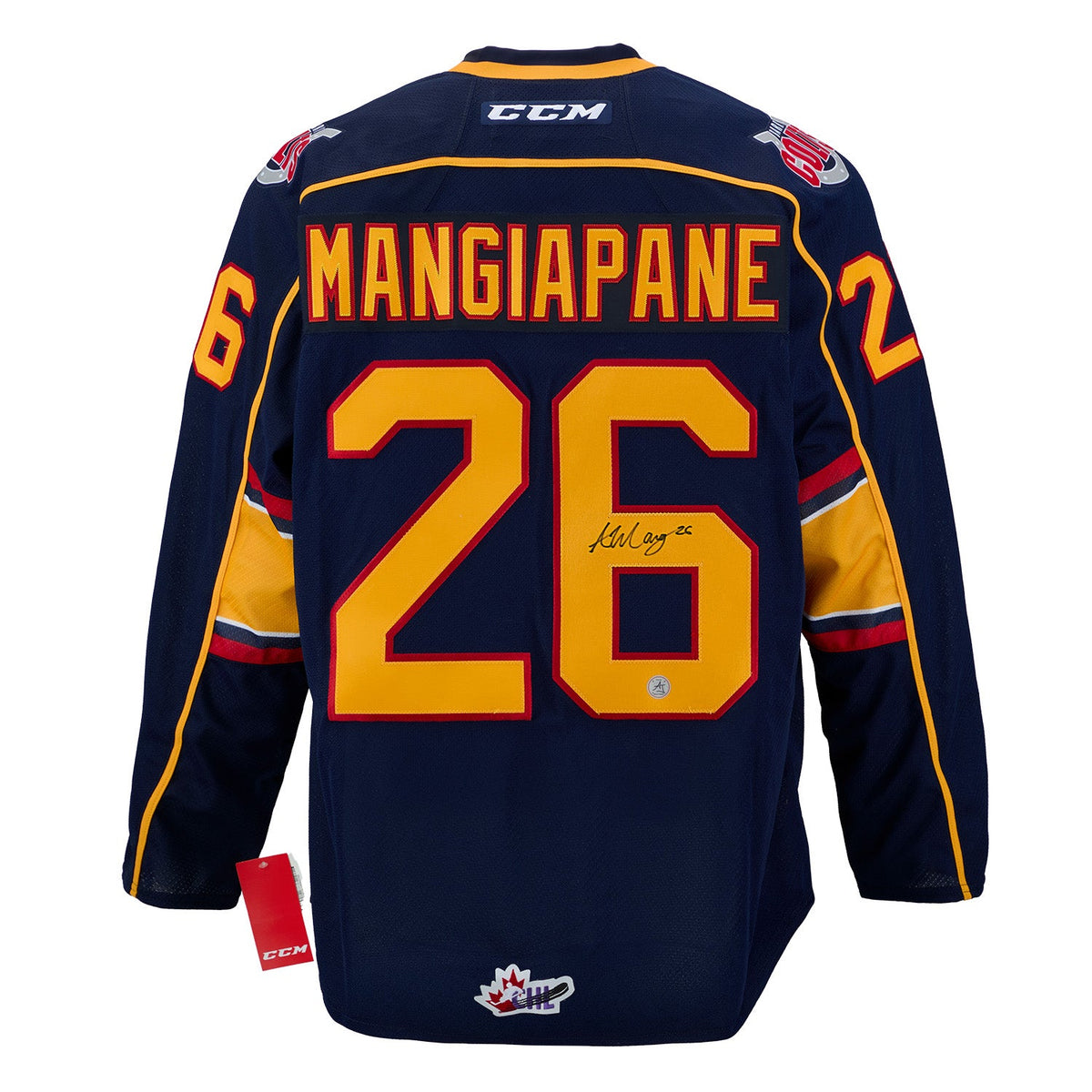 Andrew Mangiapane Autographed Barrie Colts CCM CHL Hockey Jersey product image 1, provided for visual reference and product