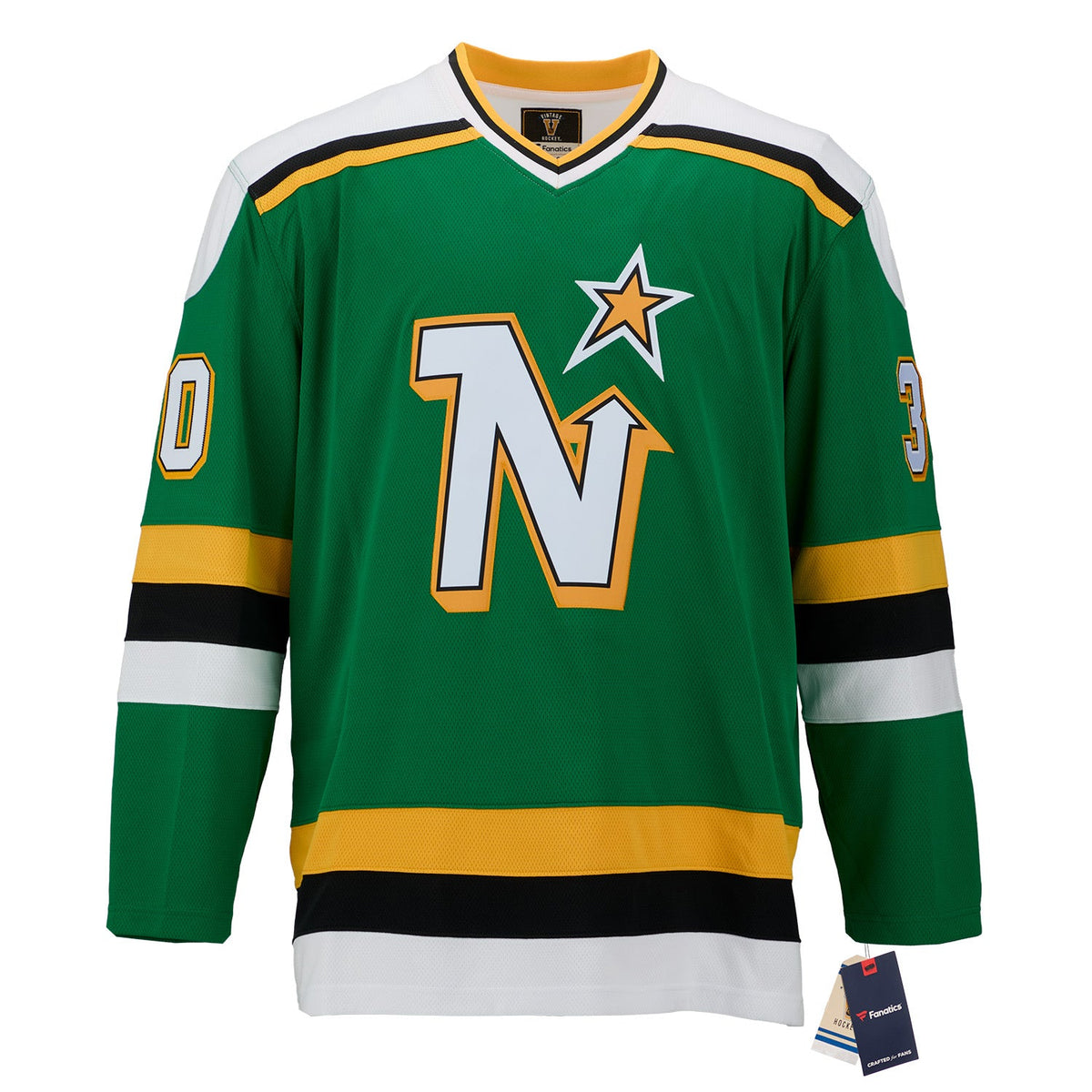 Cesare Maniago Signed Minnesota North Stars Fanatics Throwback Jersey product image 2, provided for visual reference and