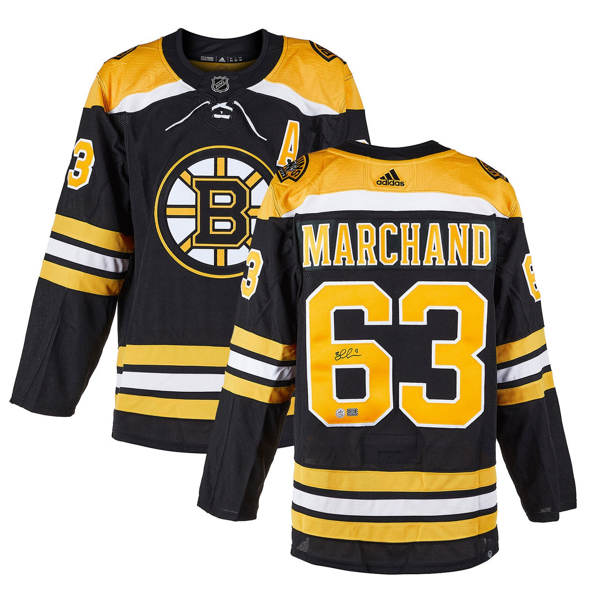 Brad Marchand Autographed Boston Bruins adidas Jersey product image 2, provided for visual reference and product detail
