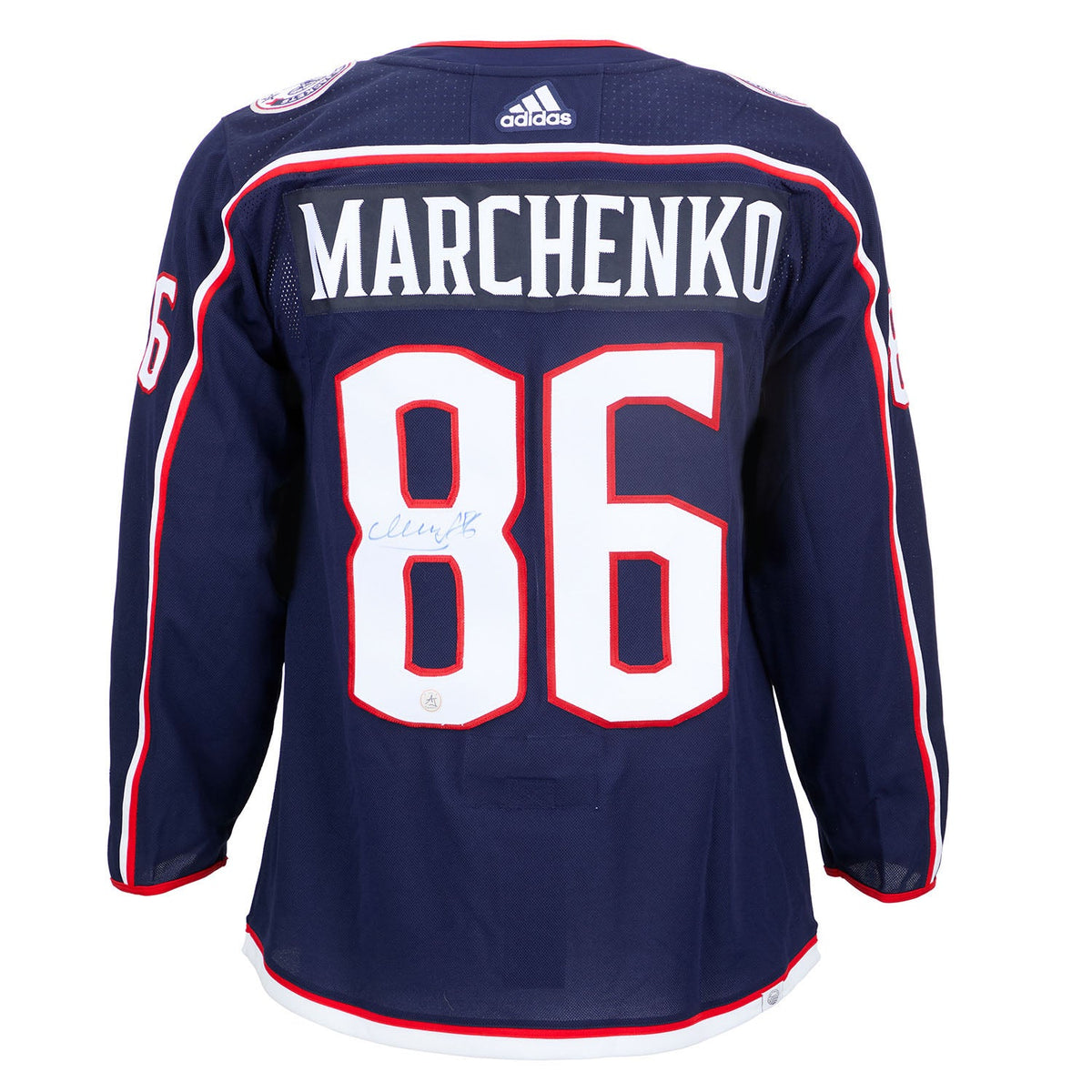 Kirill Marchenko Autographed Columbus Blue Jackets adidas Jersey product image 1, provided for visual reference and product