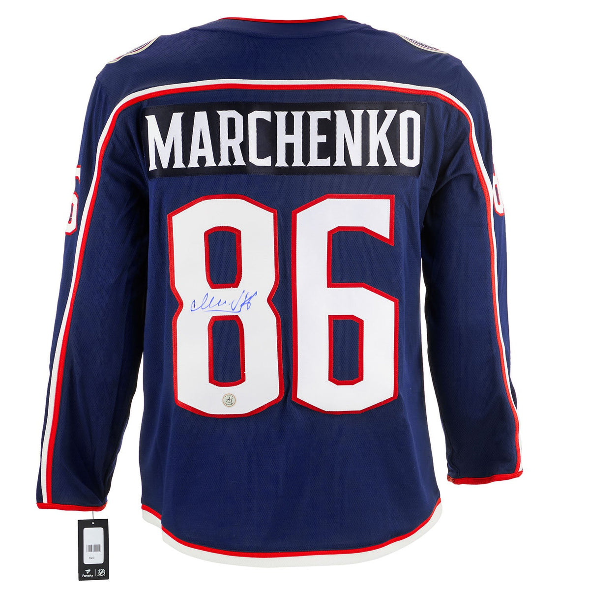 Kirill Marchenko Signed Columbus Blue Jackets Fanatics Breakaway Jersey product image 1, provided for visual reference and