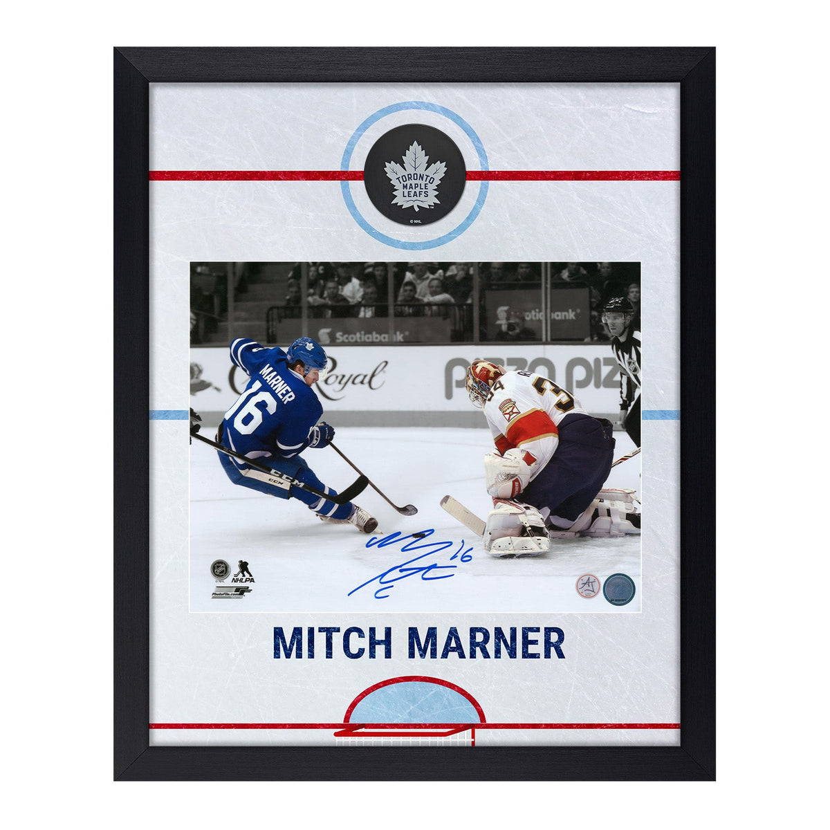 Mitch Marner Autographed Toronto Maple Leafs Graphic Rink 19x23 Frame product image 1, provided for visual reference and