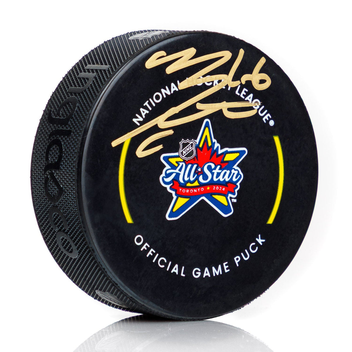 Mitch Marner Signed 2024 NHL All-Star Game Official Game Puck product image 1, provided for visual reference and product